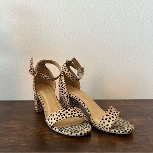 Leopard print suede block heels with a 2.25 inch heel size 9